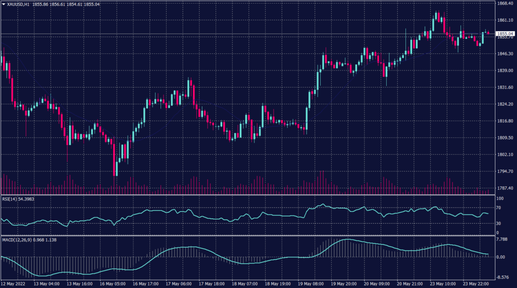 Spot Gold chart for 24 May 2022