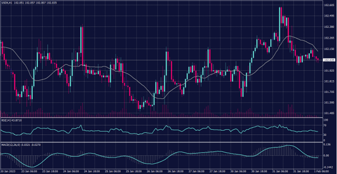 US Dollar Index chart on 1 February 2023 